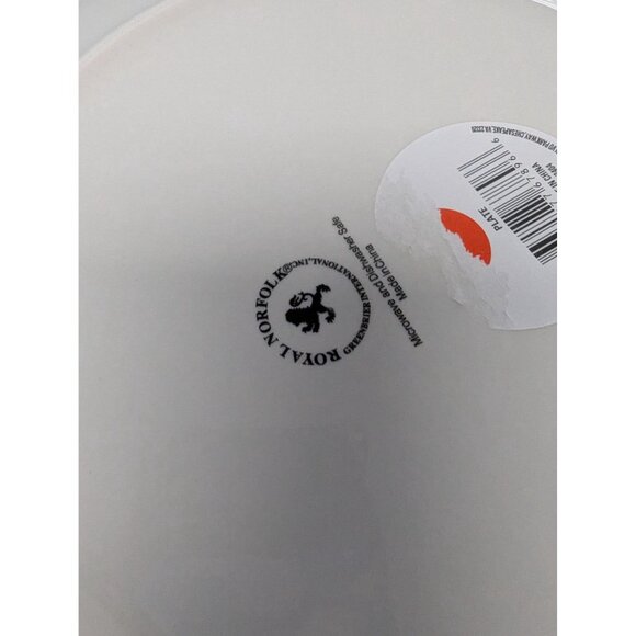 Royal Norfolk Black White Set Of 2 Dinner Plates 10 5/8" - Picture 7 of 7